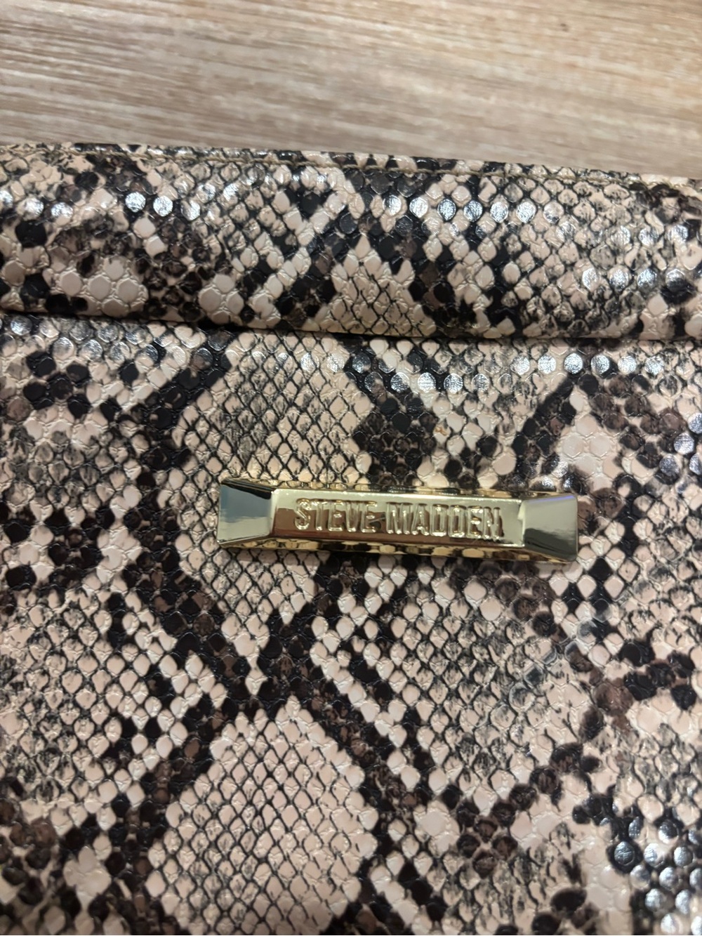 Steve Madden Women's Snake-Print large makeup Bag in Beige